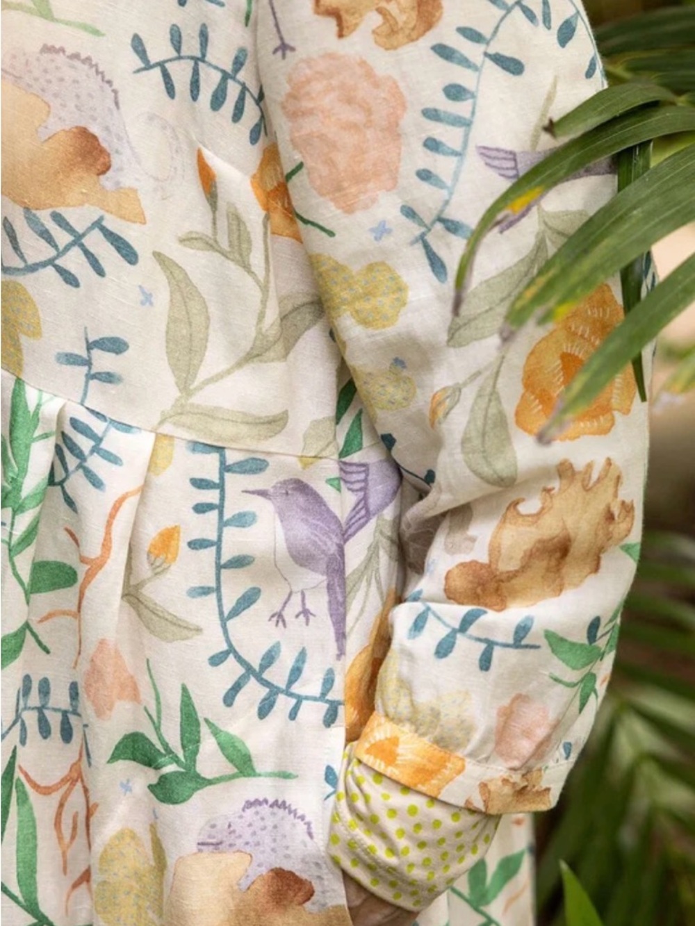 GUDRUN SJODEN w/ FIRM PRICE Mockingbird“ organic LINEN w gorgeous water colours! - Picture 6 of 7